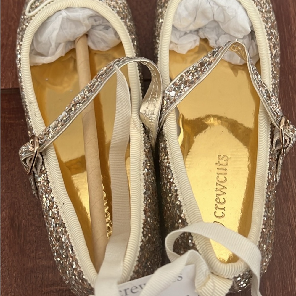 New! Crewcuts Gold Glitter Ballet Flats size 13 - Picture 2 of 4